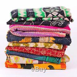 vintage Kantha Quilt Gudri Reversible Throw Handmade Quilt Blanket Ralli 307