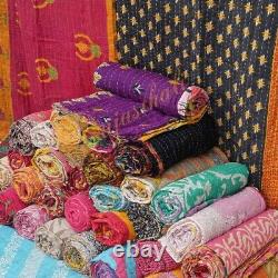 10 PC Indian Vintage Handmade COTTON patchwork Kantha Quilt Throw Blanket Quilts