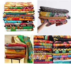 10 PC Indian Vintage Handmade COTTON patchwork Kantha Quilt Throw Blanket Quilts