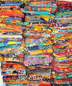 10 PC Lot Wholesale Vintage Kantha Quilt Throw Blanket Bedding India Bedspread