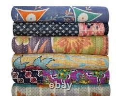 10 Pc Vintage Kantha Quilt, Sari Coverlet, Sundance Kantha Throw Recycle Fabric