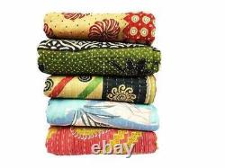 10 PcIndian Handmade Quilt Vintage Kantha Bedspread Cotton Blanket Gudari Ralli