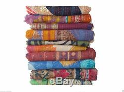 10 Pcs Wholesale Lot Indian Vintage Tribal Kantha Quilt Cotton Bed Cover Throw