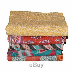 10 Pcs Wholesale Lot Indian Vintage Tribal Kantha Quilt Cotton Bed Cover Throw