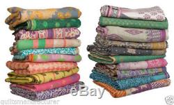 10 Pieces Mix Lot of Indian Tribal Kantha Quilts Vintage Cotton Bed Cover Throw