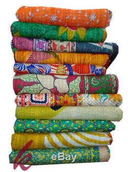10 Pieces Mix Lot of Vintage Cotton Kantha Quilt Twin Size Bedding Bed Cover