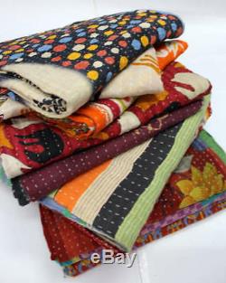 10 Pieces Whole Sale Lot of Indian Tribal Kantha Quilts Vintage Cotton Bed Cover