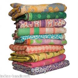 10 Quilts Vintage Heavy Kantha Gudri Reversible Ralli Bedspread Plaid India GD2