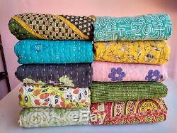 10 Vintage Kantha Quilt Wholesale Lot Handmade Antique Throws Reversible ON SALE