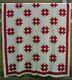 100% Hand Sewn Antique Quilt Red White Cotton 77 X 62 Abstract Vintage