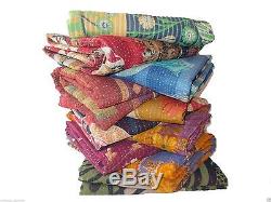100 PCS Wholesale Lot Kantha Quilt Indian Vintage Reversible Handmade Blanket