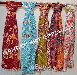 100 Pc Lot Cotton Kantha Vintage Stole Scarf Shawl Hand quilted Assorted 18x70