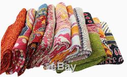10pc Lot Indian Kantha Quilt Vintage Reversible Throw Handmade Blanket Wholesale