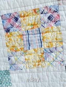 (131) VERY FINE Vintage Quilt NINE PATCH on POINT Handmade