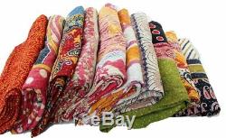 15 Pcs Wholesale Lot Indian Vintage Kantha Old Sari Handmade Cotton Reversible
