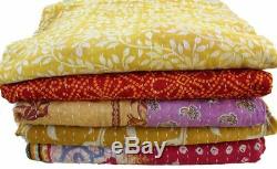 15 Pcs Wholesale Lot Indian Vintage Kantha Old Sari Handmade Cotton Reversible