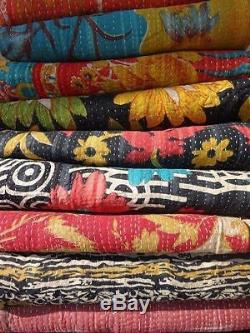 15Pcs Lot Vintage kantha Quilts Reversible Bed Cover Wholesale Lot Blanket Throw