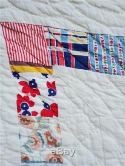 (171) EXCEPTIONAL HANDMADE Vintage PA Quilt NINE PATCH with ONE PATCH BORDER