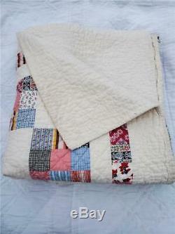 (171) EXCEPTIONAL HANDMADE Vintage PA Quilt NINE PATCH with ONE PATCH BORDER
