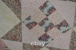 1830 patchwok quilt 56 x 73 quilted brown plaid back early 19th c original