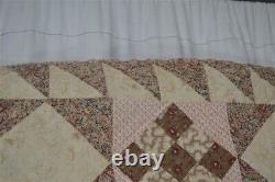 1830 patchwok quilt 56 x 73 quilted brown plaid back early 19th c original