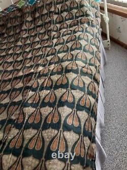 1890's Handmade Love Entangled Variation Quilt Brown Navy Beard Protector