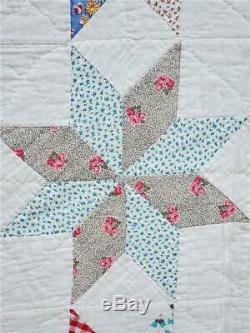 (190) WONDERFUL Vintage Quilt 8 POINT STAR Handmade