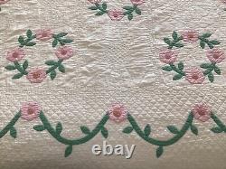 1920's ROSE Of SHARON Quilt SWAG Floral Border TONS Of PRECISE Quilting