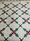 1920s AppliquÉ Red & Green Holly Leaf & Star Quilt -just In Time For Christmas