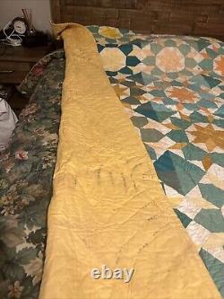 1930-40 handmade quilt Queen King Sunbeams cotton primitive rustic Artist Sign