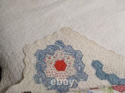 1930-40's Grandma's FLOWER GARDEN Quilt with FLORAL FEEDSACKS & NOVELTY PRINTS