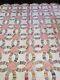 1930's Handmade 86x 98 Double Wedding Ring Feedsack Quilt Museum Quality
