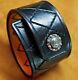 2.5 Vintage Black Premium Leather Quilted Harlequin Cuff Handmade In Nyc By Me