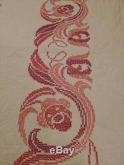 2 Vintage/Antique Handmade Hand Stitched twin size Quilts Embroidered