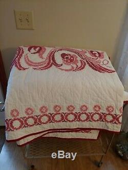2 Vintage/Antique Handmade Hand Stitched twin size Quilts Embroidered