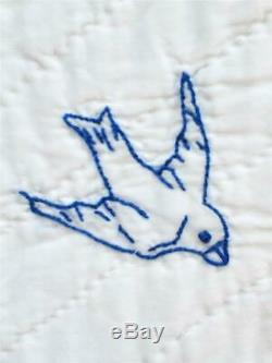 (20) EXQUISITE Vintage Quilt BLUEBIRD BLUE BIRDS Handmade from PA Farmhouse