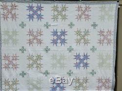 (216) ANOTHER GREAT Vintage Quilt STAR Handmade Sweet Fabrics