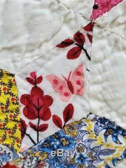 (234) WONDERFUL Vintage Quilt 6 POINT STARS or SNOBALL Handmade