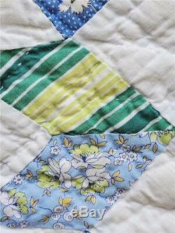 (238) NICE OLD Feed Sack Vintage Quilt WINDMILL VARIATION Handmade