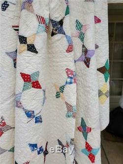 (249) SIMPLE & BEAUTIFUL Vintage Quilt HUMMINGBIRD Handmade