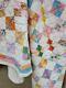 (266) Super Beautiful Vintage Quilt 4 Four Patch With Border Handmade Feed Sack