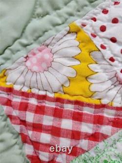 (356) BEAUTIFUL Vintage FEEDSACK QUILT Pinwheels in Squares Handmade