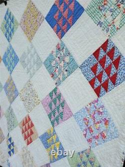 (372) WONDERUL & UNIQUE Vintage Quilt HOVERING HAWKS VARIATION Handmade