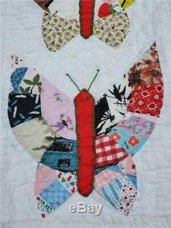 (41) AMAZING Vintage Quilt BUTTERFLY Handmade GORGEOUS