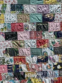 50s Vintage Handmade Patchwork Quilt -Travel Cars Cowboy Yellowstone Collectible