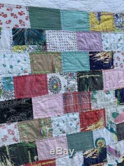 50s Vintage Handmade Patchwork Quilt -Travel Cars Cowboy Yellowstone Collectible
