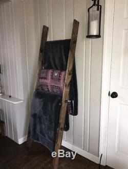 6 Rustic Industrial Pipe and Wood Blanket Ladder Wood Quilt Ladder