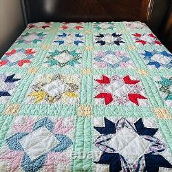 60x80 Vintage From 1950's Handmade Cotton Quilt