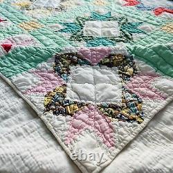 60x80 Vintage From 1950's Handmade Cotton Quilt