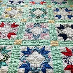 60x80 Vintage From 1950's Handmade Cotton Quilt